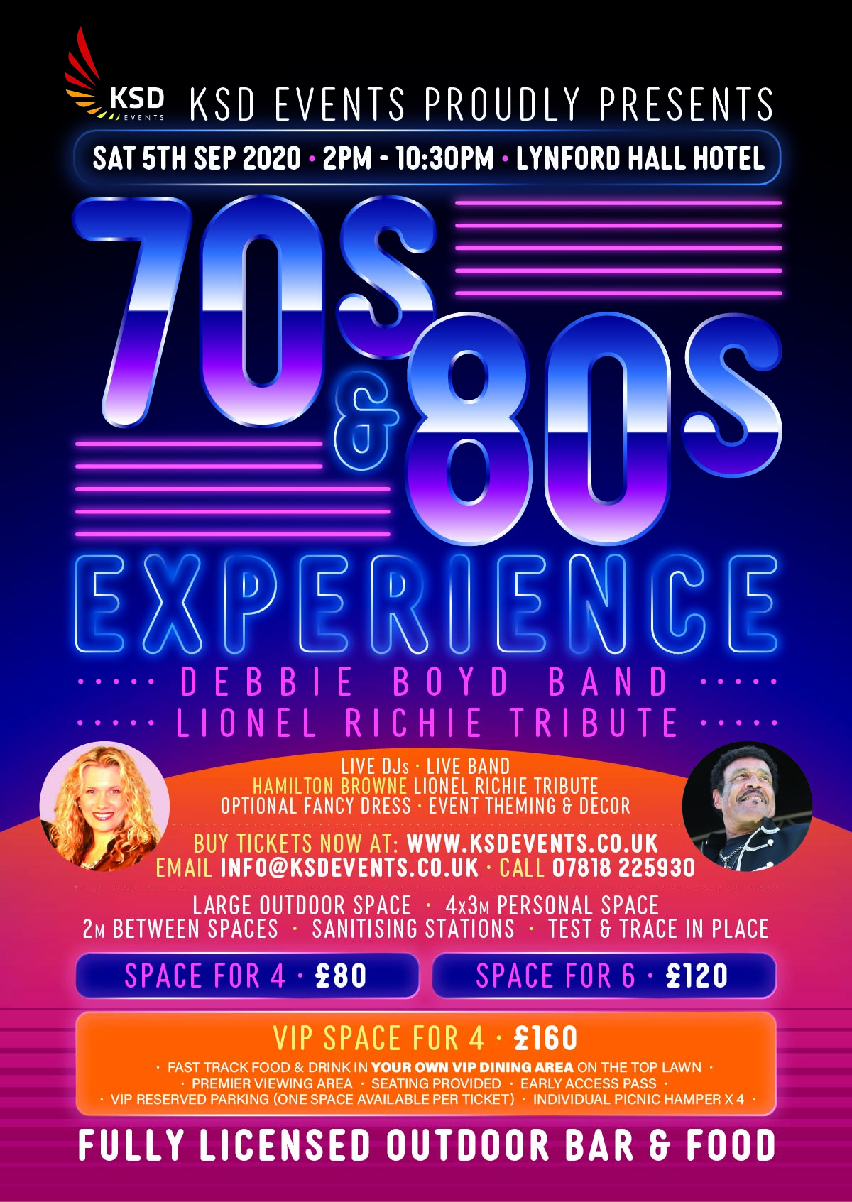 70s and 80's Experience Lynford Hall Hotel, Norfolk 2020